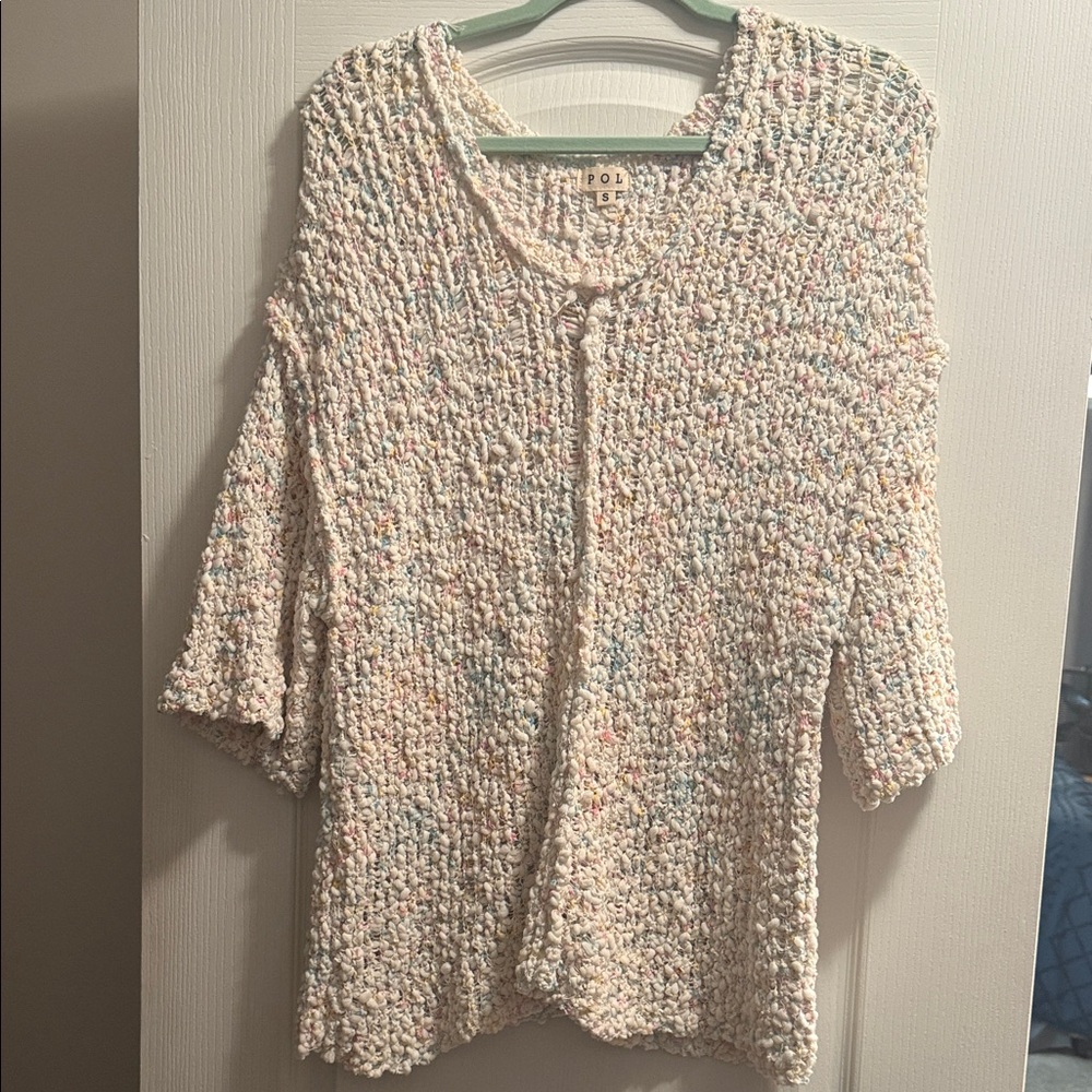POL Textured Cream Multicolor Blouse